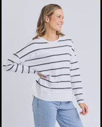 Jayne Stripe Throw On Top / White & Charcoal