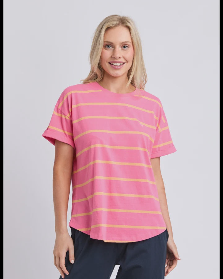 Halli S/S Tee/ Pink Lemonade Peach Stripe