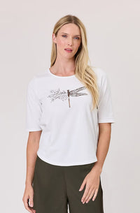 Essential Tee / White Dragonfly Print