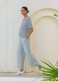 Linen Tee / Navy Stripe