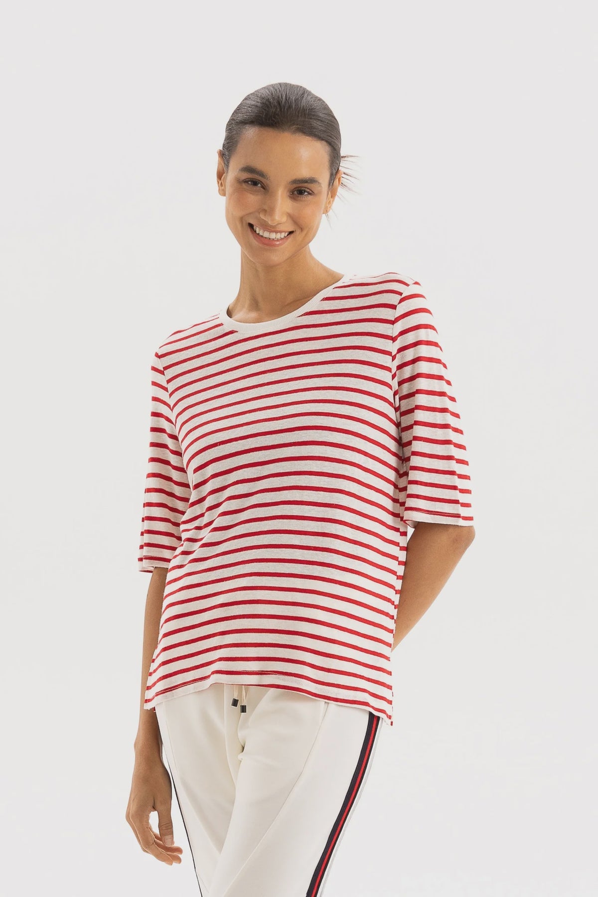 Linen Tee / Red Stripe