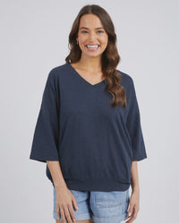 Mazie Vee Neck Sweat / Navy