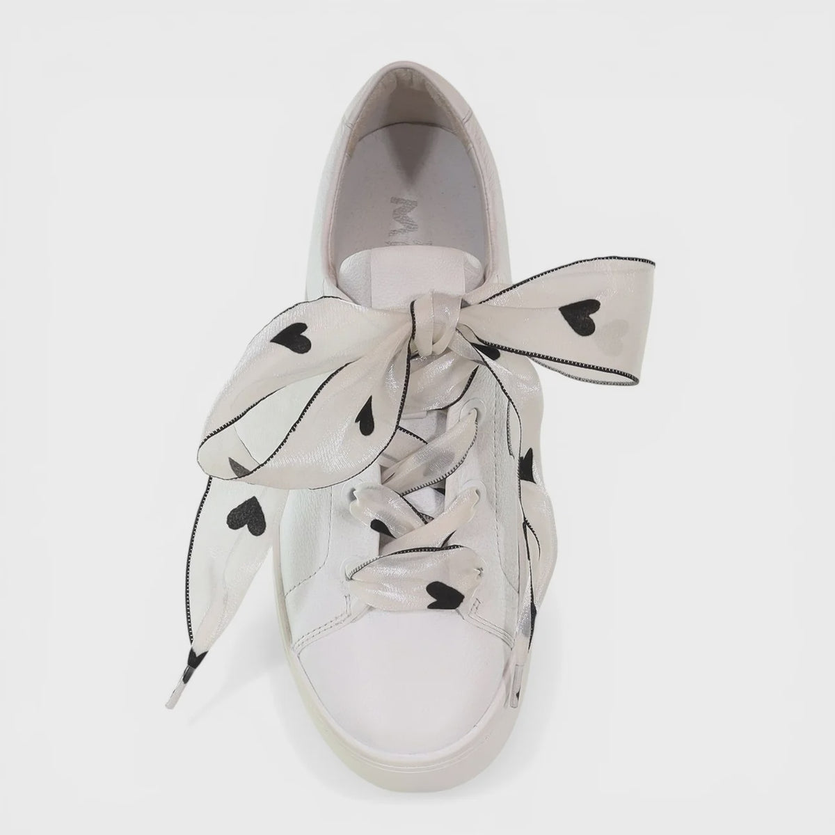 Pattern Organza Laces - White with Black Hearts