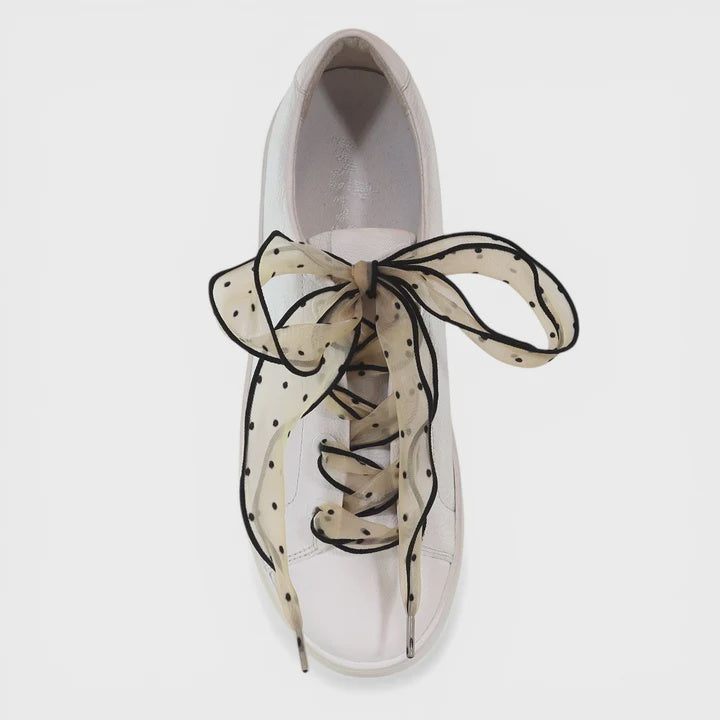 Pattern Organza Laces- Beige With Black Spots