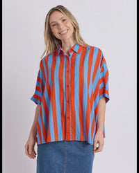 Palermo Stripe Shirt / Tangello  Blue Stripe