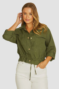 Drawstring Jacket / Evergreen