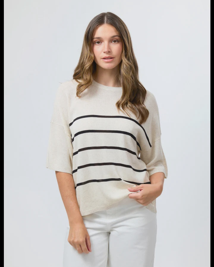 Indy Knit / Neutral & Black Stripe