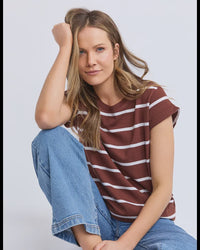 Manly Stripe Tee /  Chocolate & White