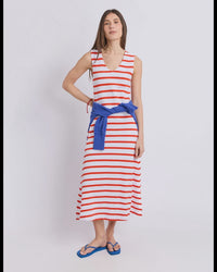 Aspen Stripe Dress / White & Grenadine