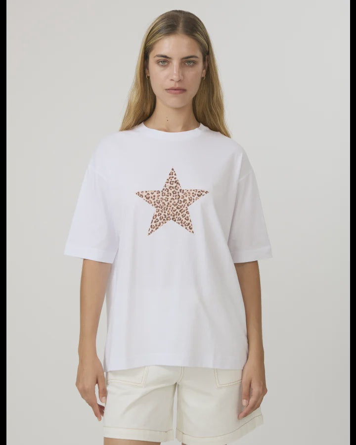 Porter Tee / White Star Femme Leopard