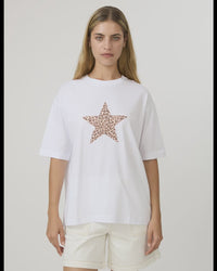 Porter Tee / White Star Femme Leopard