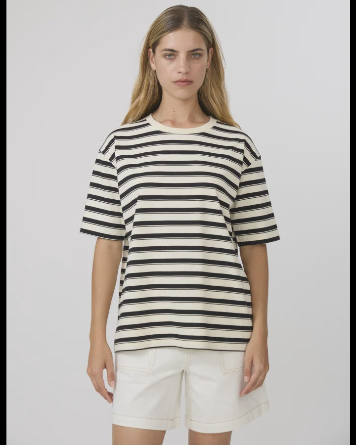 Abby T-Shirt / White & Black Stripe