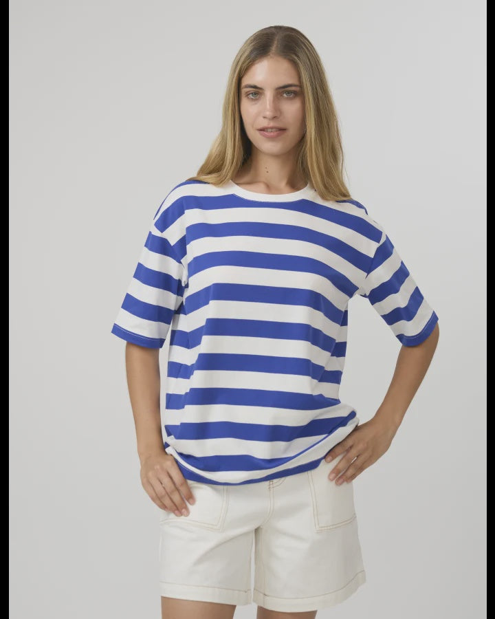 Abby T-Shirt/ Cobalt & White Stripe
