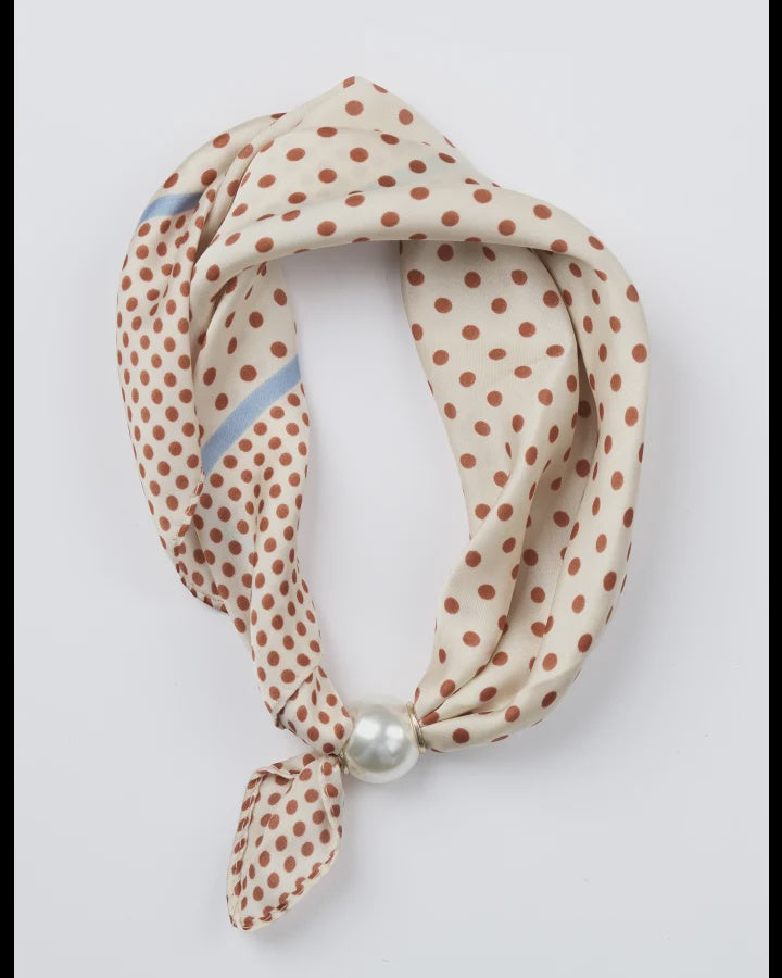 Scarf With Pearl / Red Spot