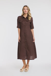 Georgia Chocolate Linen Dress
