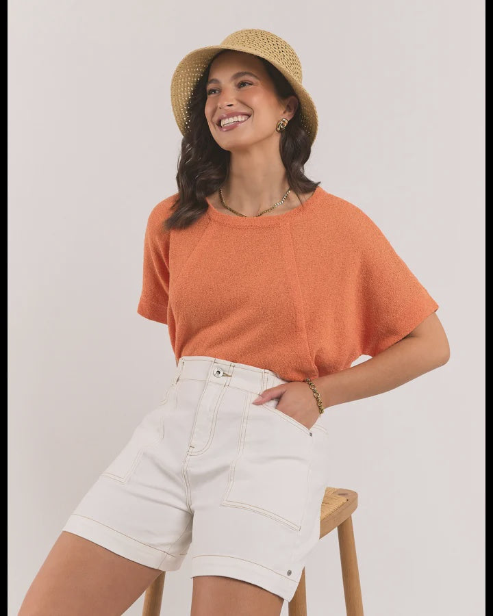 Sunrise Knit Top / Mango Tango