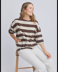 Mazie Block Stripe Sweat / Coffee Marsh Stripe