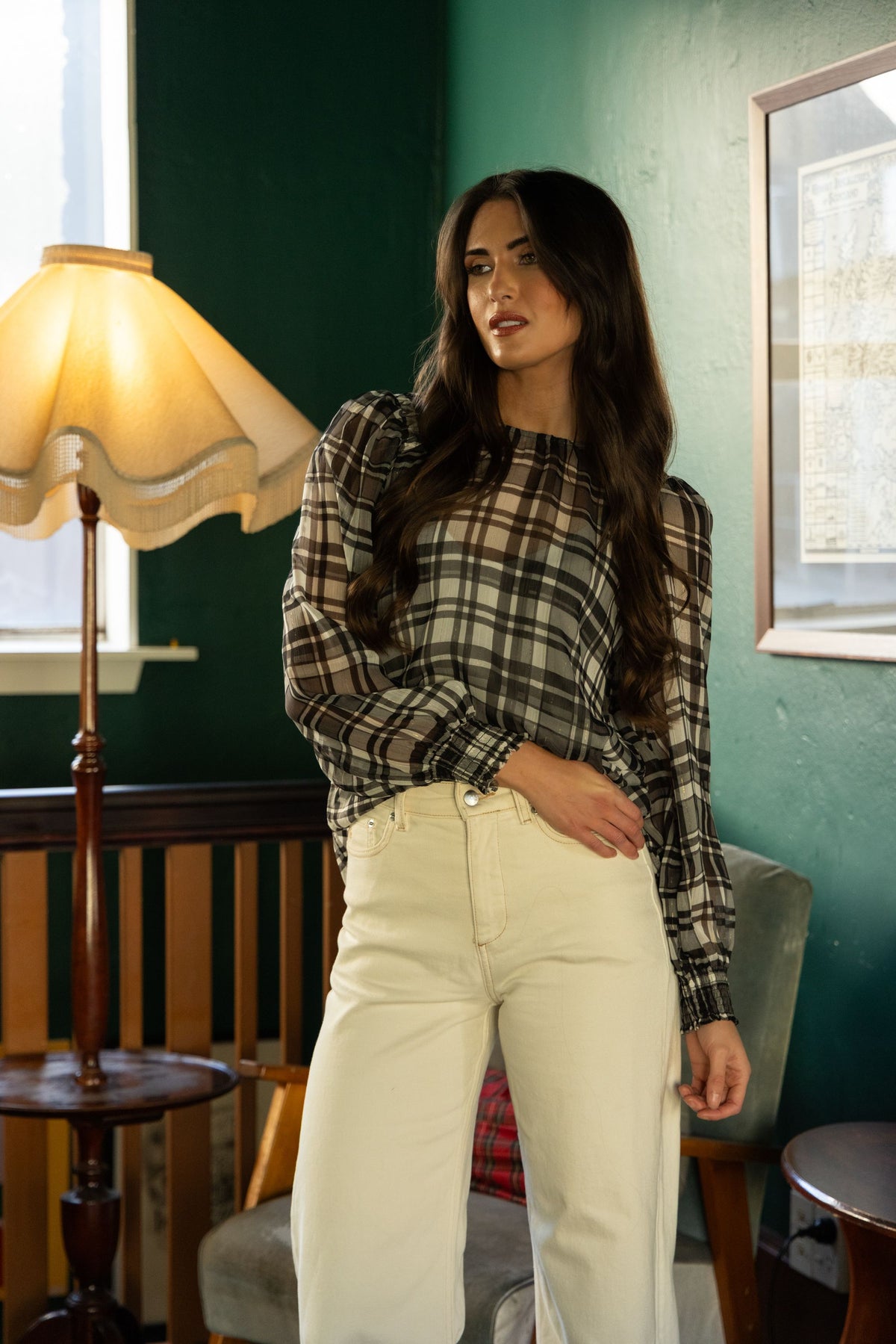 Honey Combe Blouse / Black Lurex Check