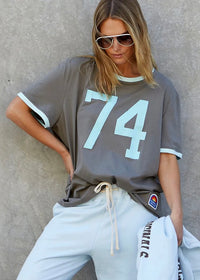 Ringer Tee - Choc/Blue
