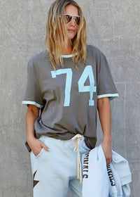 Ringer Tee - Choc/Blue