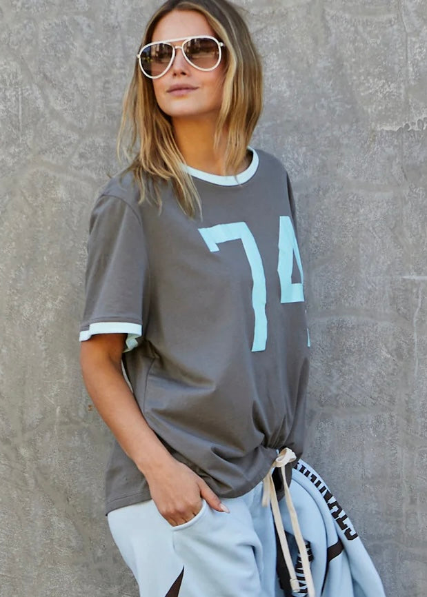 Ringer Tee - Choc/Blue