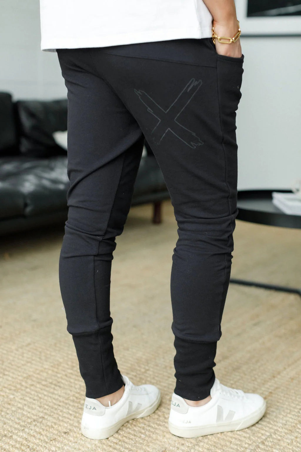 Winter Weight Apartment Pants / Black with Black X Outline