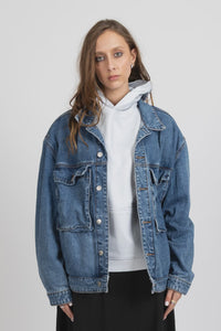 Blown Out Denim Jacket / Midi Blue