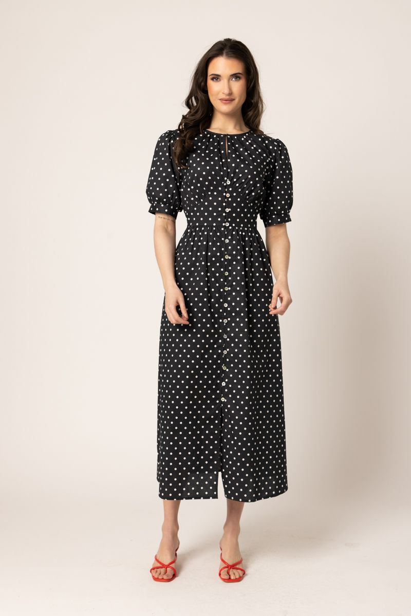 Muse Dress / Black White Cotton Spot