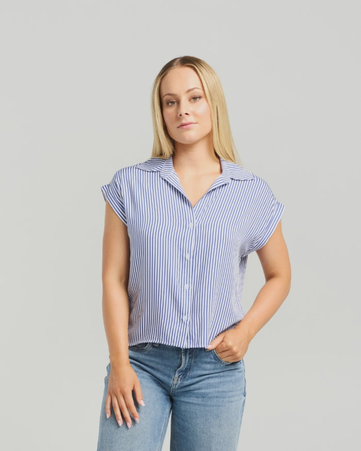 Chloe Top / Blue Stripe
