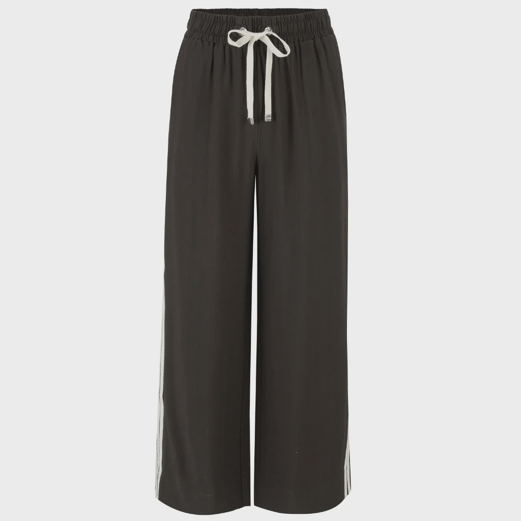 Indiana Wide Leg Pants / Dark Chocolate With Cream Stripe
