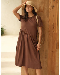 Ava Asymmetrical Dress / Chocolate Brown