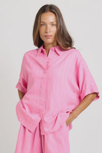 Ophelia Shirt / Pink & Teal Stripe