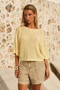 Mila Pointelle Top / Lemon Yellow