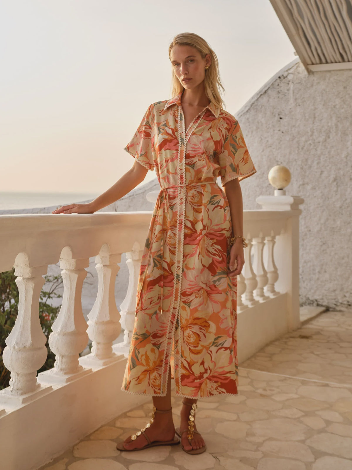 Elodie Midi Shirt Dress / Petal Multi