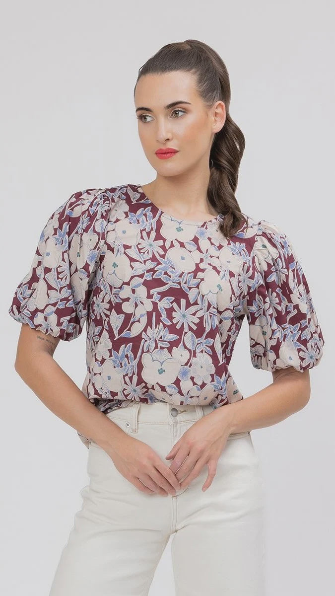 Relaxed Carefree Top  -Merlot Field