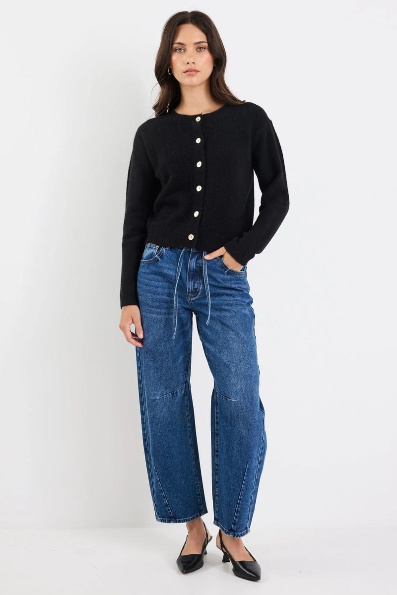 Imprint Black Soft Knit Crewneck Cardigan