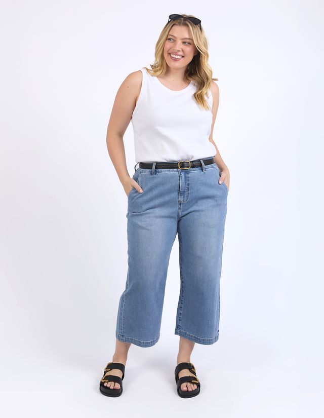 Sydney Cropped Wide Leg Jean - Light Blue Wash