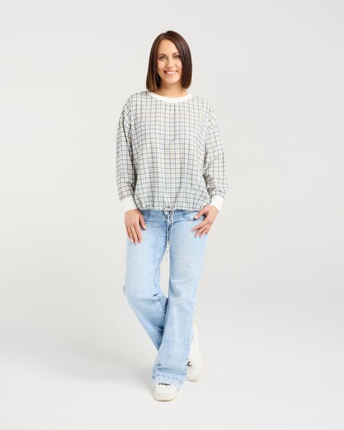 Isla Top - Blue Gridlock