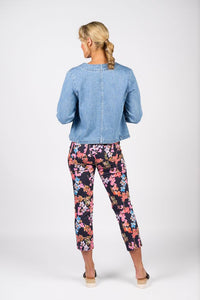 Collarless Denim Jacket - Light Wash
