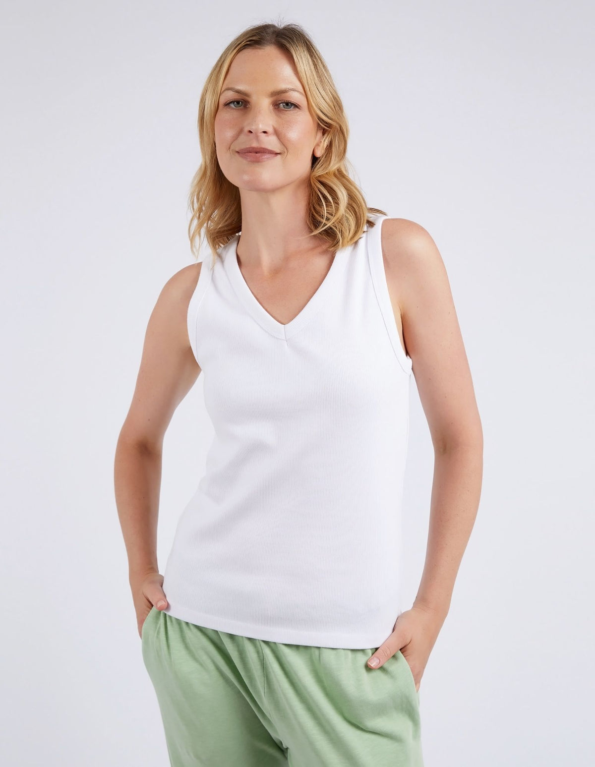 Rib Vee Tank - White