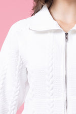 Jackey Zip-Up Sweater - White