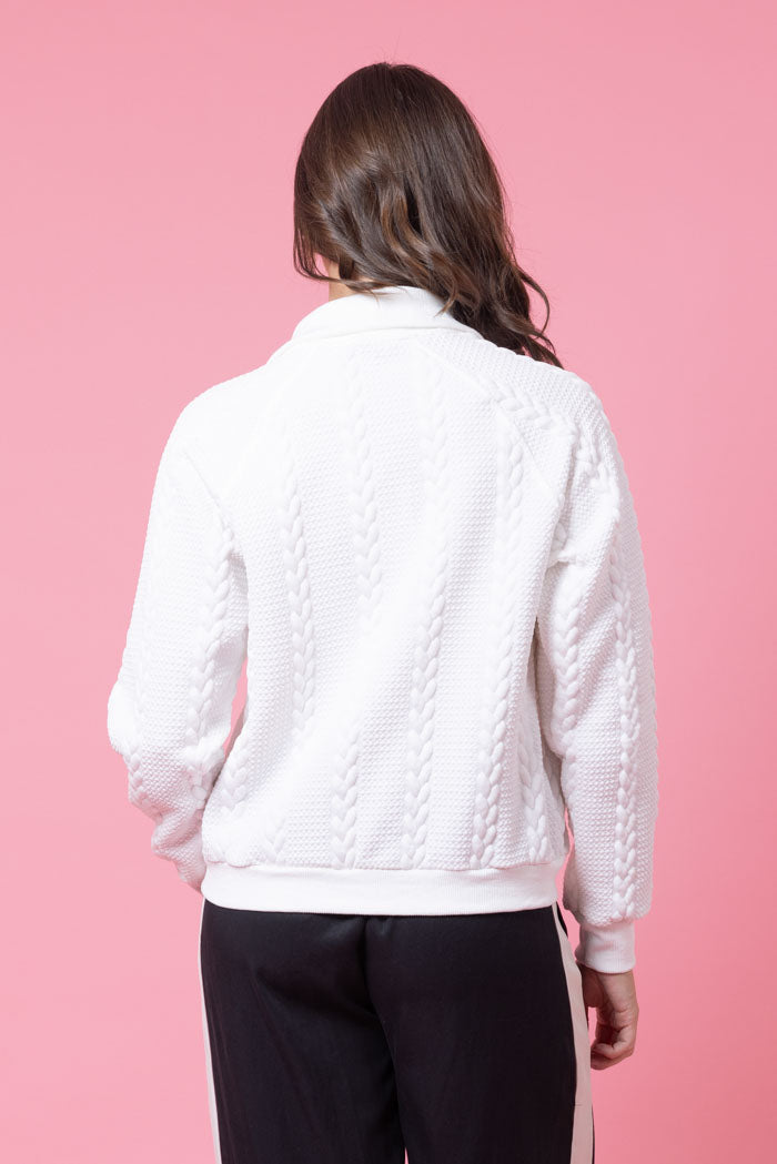 Jackey Zip-Up Sweater - White