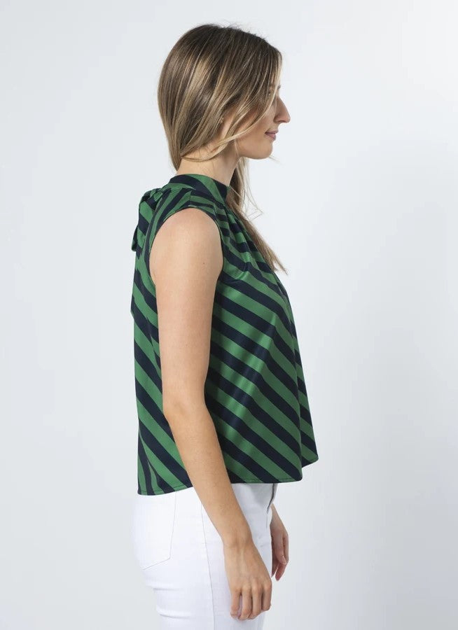 Jenna Top - Navy & Green Stripe