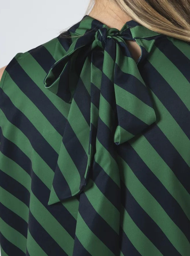 Jenna Top - Navy & Green Stripe