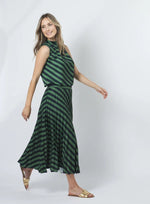 Brigette Skirt  - Navy & Green Stripe