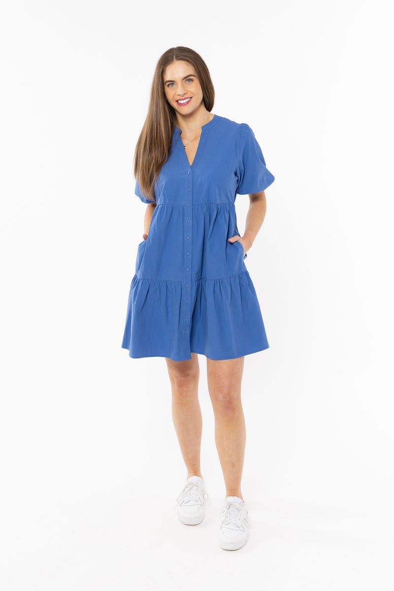 Reflective Mini Dress - Cobalt