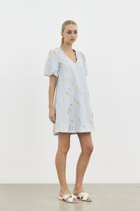 Harmony Mini Dress - Baby Blue Embroidery