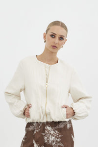 Ceres Bubble-Hem Bomber - Ecru