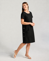Katarina Button Side Dress - Black
