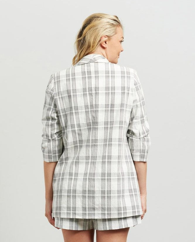 Kennedy Blazer - White Plaid